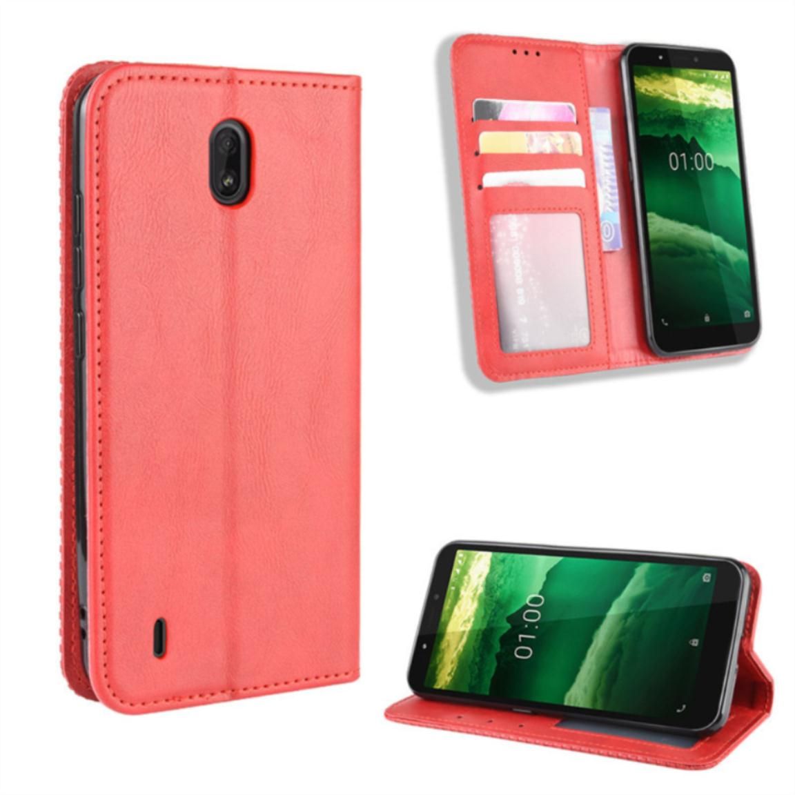 Case For Nokia C1 Casing Retro Leather Case Card Wallet Tpu Back Cover Protective Case Magnetic Suction Cover Stand Phone Case