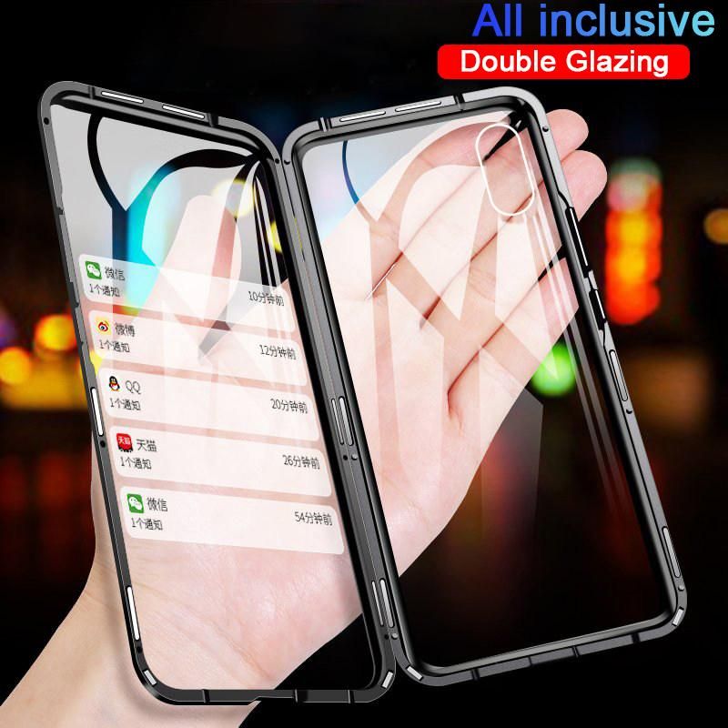 Full Body Protective Double Side Tempered Glass Magnetic Metal Case For Samsung Galaxy A50S A50 A20 A30 A70 A71 A51 A10S M30S A30S A20S A10 Front Back Glass 9H