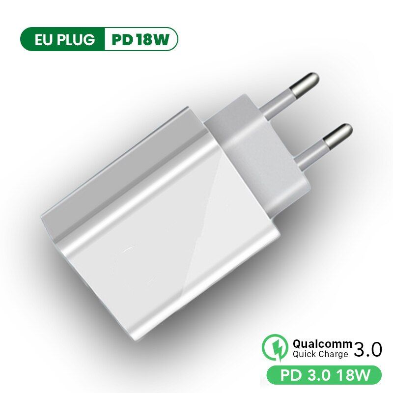 18W PD Dual Ports Travel Fast Charger Type C PD Charger for iPhone Samsung QC 3.0 Wall Adapter Phone Fast Charging EU US Adapter