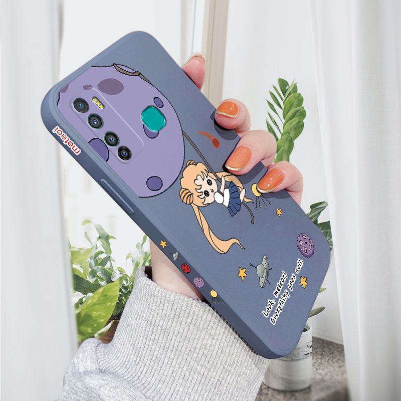 AMORVOR for Infinix Hot 9 Back Cover Lovely Sailor Moon Side design Soft Case Liquid Silicone Phone Cases