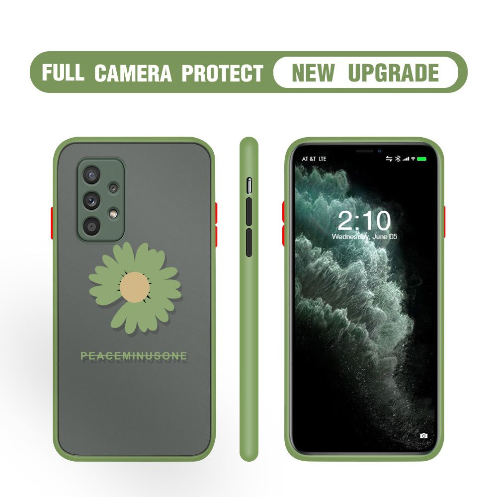 Hontinga for Samsung Galaxy A52 4G / 5G / A52S 5G Case Daisy Flower Cover Camera Shockproof Protection Case Edge Frosted Transparent Phone Cover