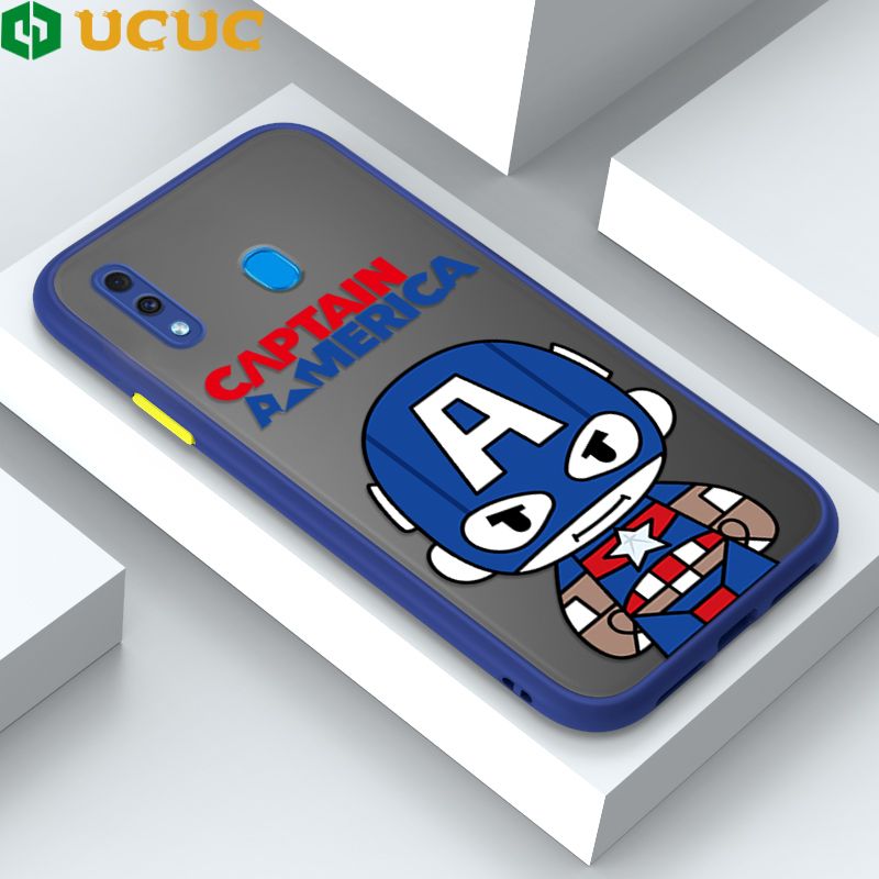UCUC for Samsung Galaxy A30 A20 Back Cover Captain America Frosted Transparent Hard Phone Case Thin Shockproof Full Cover Camera Protect Case