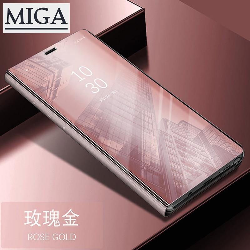 For Samsung Galaxy A7  A750 Phone Case, Smart Clear View Case Flip Stand Mirror Cover Casing