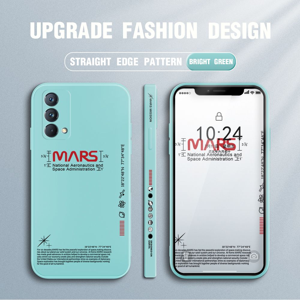 Jizetin for Realme GT Master Case New NASA Design Side Design Phone Case Square Edge Pattern Liquid Silicone Cases Full Cover Camera Soft Protection Case