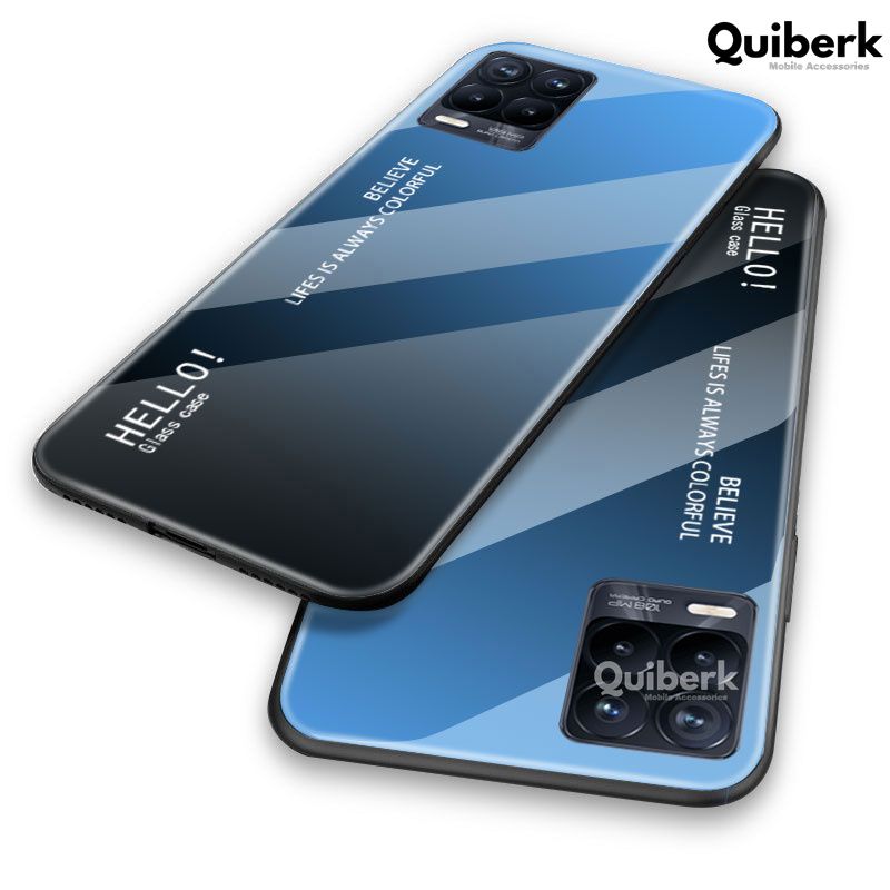 Quiberk for Realme 8 Pro / Realme 8 Tempered Glass Hard Case Gradient Color Back + Soft Frame Shockproof Phone Cover