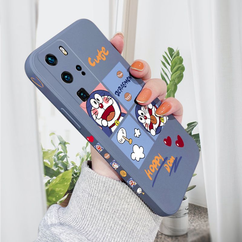 AMORVOR for Huawei P40 Pro Back Cover Cute Happy Cartoon Side design Soft Case Multicolor Liquid Silicone Phone Cases