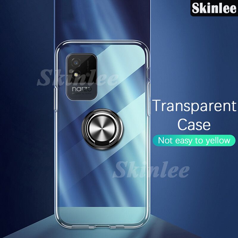 Skinlee Phone Case Realme Narzo 50i Ring Holder Cover Ultra Thin Transparent Car Navigation Holder Silicone Clear Cases for Realme Narzo 50i Back Cover