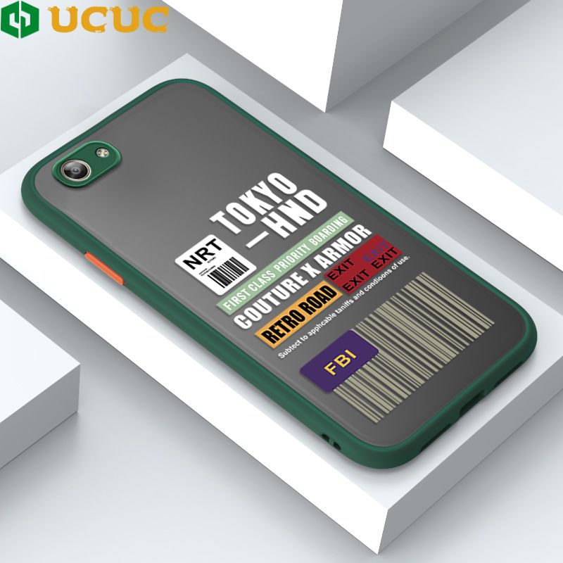 UCUC for Vivo Y53 Back Cover FBI Sticker Frosted Transparent Hard Phone Case Thin Shockproof Full Cover Camera Protect Case