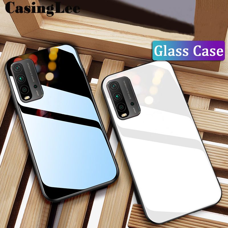 Casinglee For Redmi 9T case Glass Phone Case Full Protection Tempered Glass Protetor Back cover for Redmi 9T Phone case