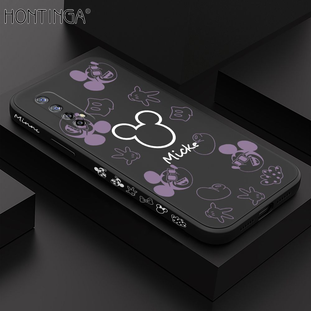 Hontinga for Realme 7 / Narzo 20 Pro Case Side Design Cute Mouse Avatar Back Cover Soft Square Edge Pattern Liquid Silicone Trend Phone Cases