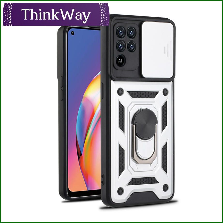 Slide Camera Lens Case Armor Ring Cover with Stand Shockproof Casing For OPPO A93 5G/A74 5G/A54 5G & OPPO A54 4G