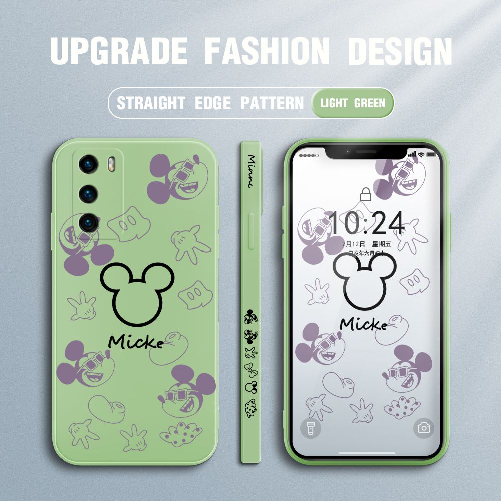 Jizetin for Huawei P40 Case Creative Printing Pattern Side Design Phone Case Square Edge Pattern Liquid Silicone Cases Full Cover Camera Shockproof Protective Case