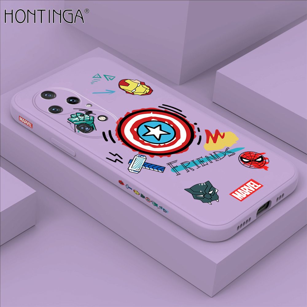 Hontinga for Huawei P50 Pro Back Cover Cartoon Anime Icon Side Design Case Square Edge Liquid Silicone Phone Case