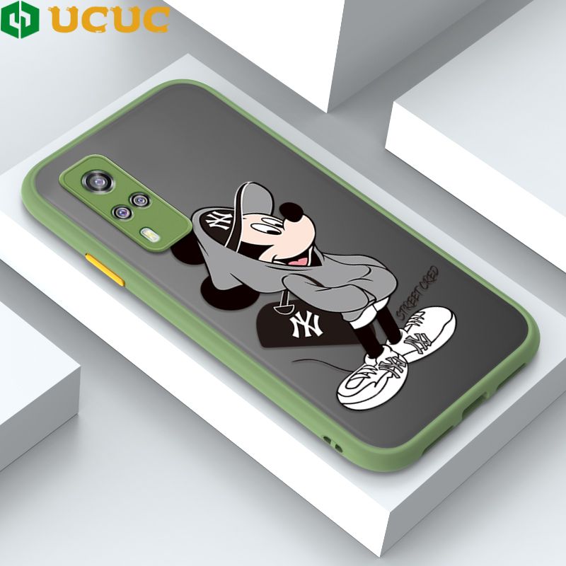 UCUC for Vivo Y53S 4G / Y51 2020 / Y31 2021 / Y51A 2021 Back Cover Handsome Mouse Frosted Transparent Hard Phone Case Thin Shockproof Full Cover Camera Protect Case