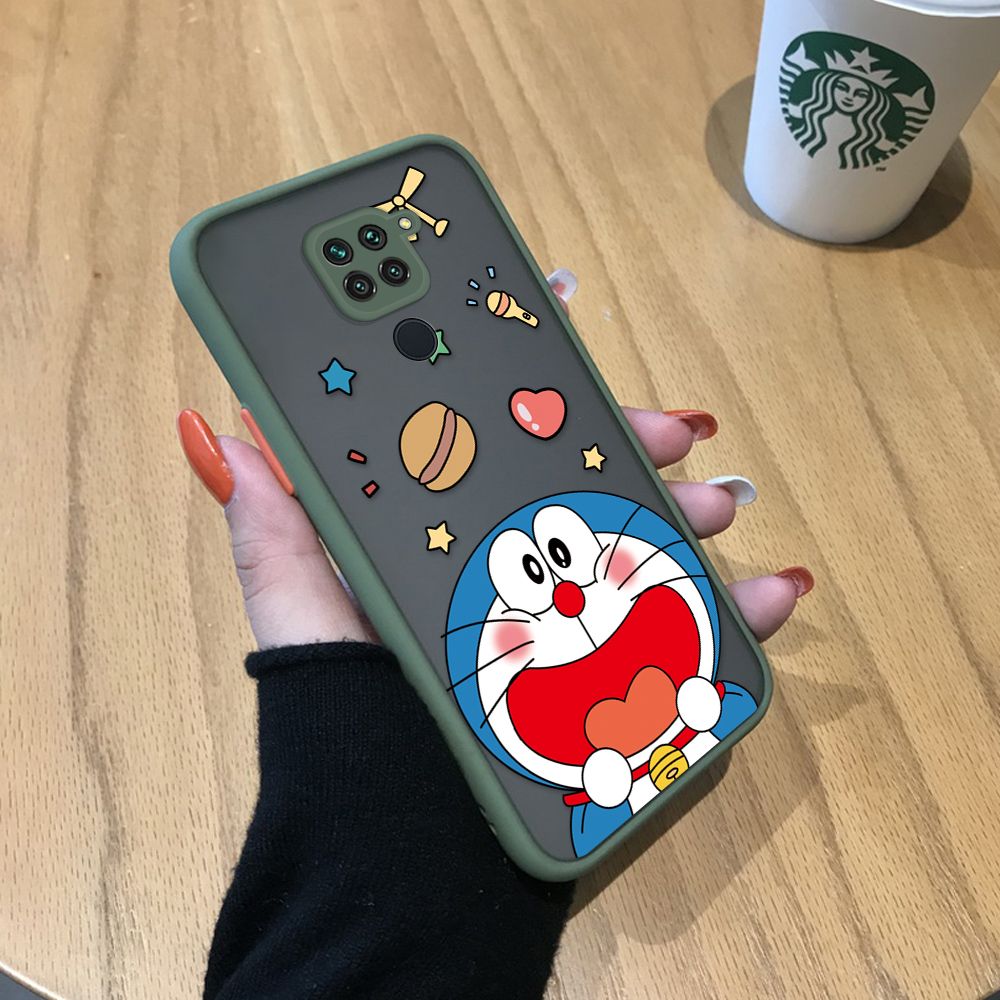 UCUC for Redmi Note 9 Pro / Note 9S / Note 9 Pro Max Back Cover Laugh Doraemon Frosted Transparent Hard Phone Case Thin Shockproof Full Cover Camera Protect Case