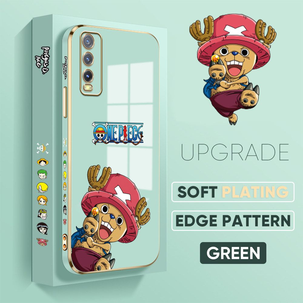 TA for Vivo Y20 2021 / Y20i / Y20 / Y20S / Y12S / Y12A / Y20S G Back Cover + Free Lanyard Blue Wave Ball Chopper Luxury 6D Plating Case Side Pattern Soft Silicone Square Phone Cases