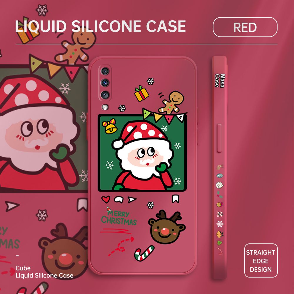 ZeroQiQi for Samsung A70S Case Santa Claus Christmas Gifts Side Printing Cases Soft Liquid Silicone Phone Cover