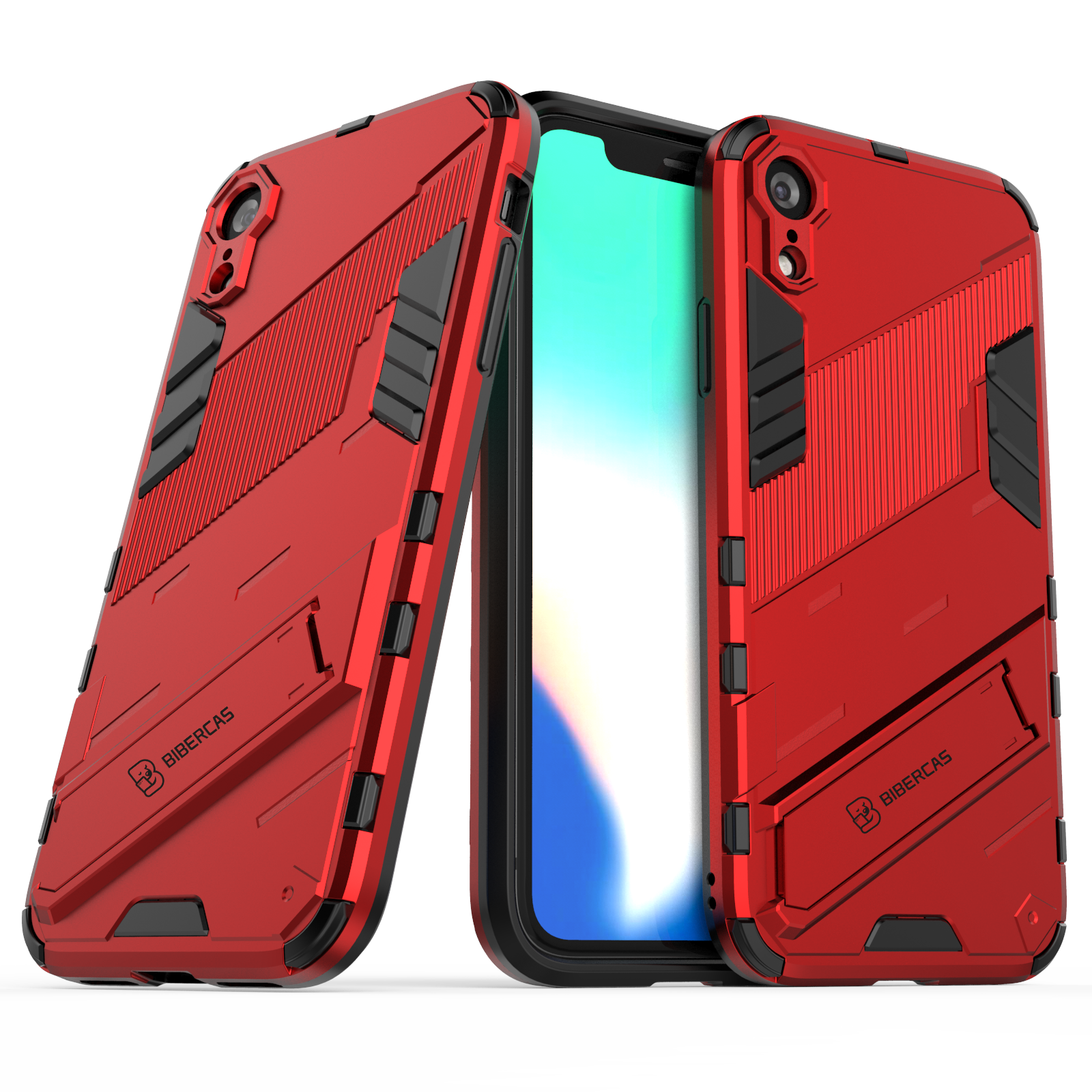 For Apple iPhone XR Slim Hard PC TPU Bumper Hybrid Anti-fall Protective Cover with Stand Function