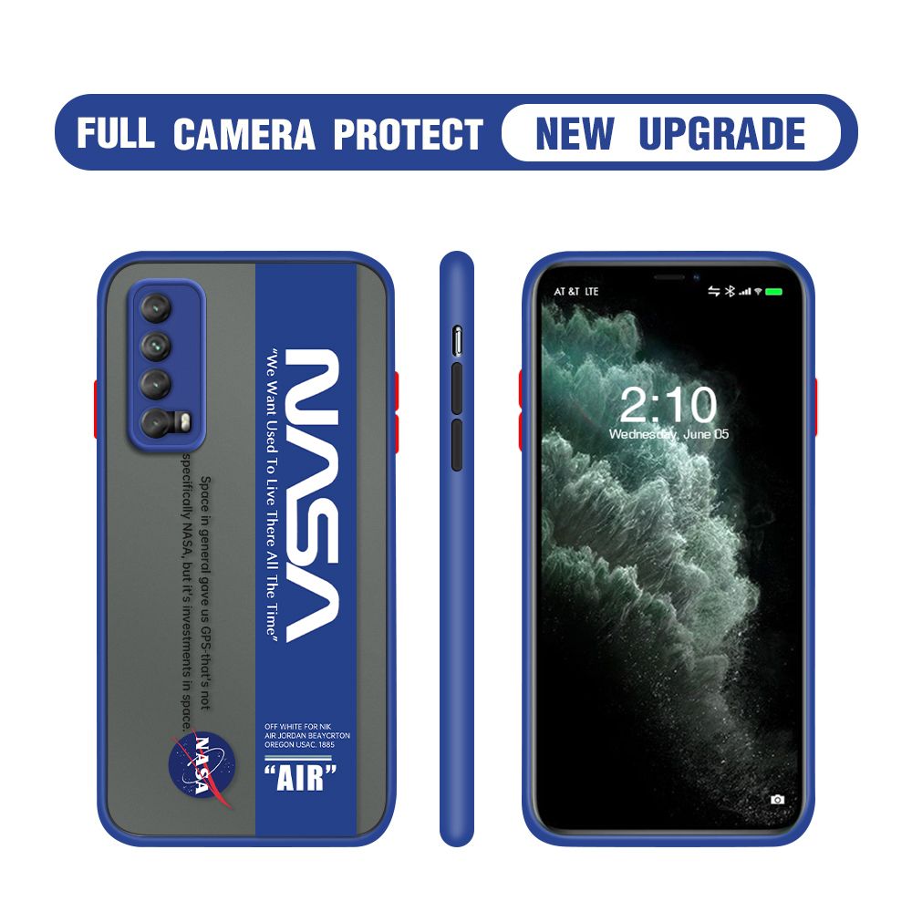 Hontinga for Huawei Y7A Case Astronaut Space Logo Cases Edge Frosted Transparent Phone Cover