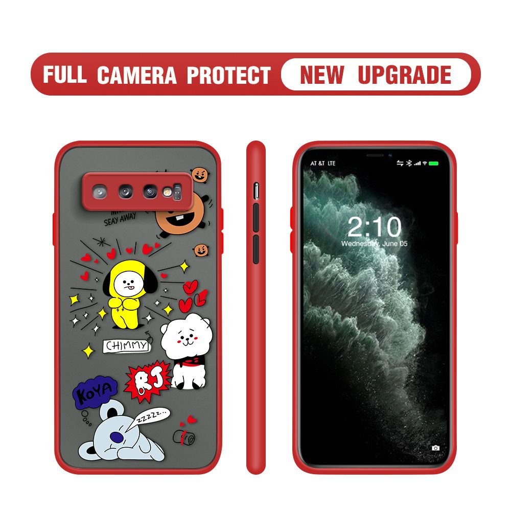 Hontinga for Samsung S10 Case Cute Cartoon Animals Camera Shockproof Protection Casing Edge Frosted Transparent Phone Cover
