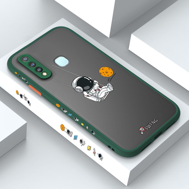 ZeroQiQi for Vivo Y19 Case Astronaut Swinging Side Printing Cover Frosted Ultra Thin Protective Anti Fall Phone Case