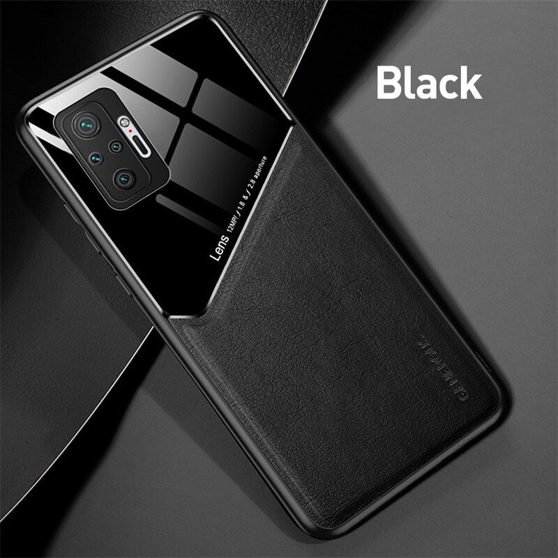 redmy note10 pro case leather texture car magnetic holder cover for xiaomi redmi note 10 pro 10s 10t soft frame shockproof coque