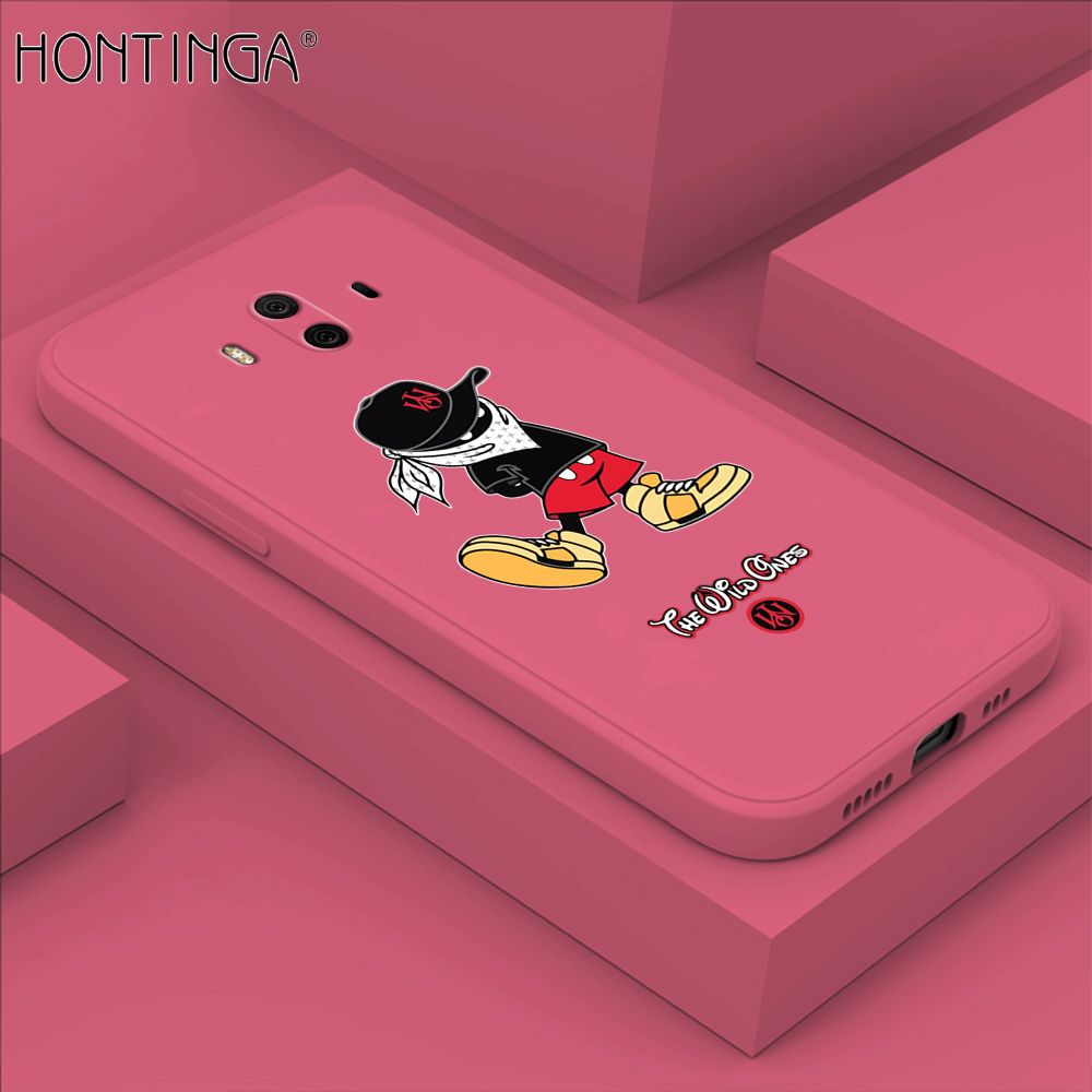 Hontinga for Huawei Mate 10 Case Cartoon Masked Mouse Phone Case Soft Square Edge Silicone Cases Full Lens Cover Shockproof Protection Cover