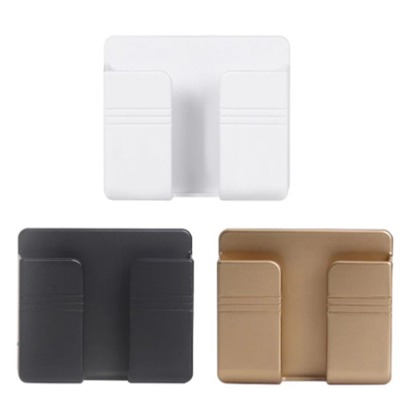 Wall Mounted Storage Holder Mobile Phone Bracket Remote Control No Drilling Small Rack Charging Support Cellphone Holder Box