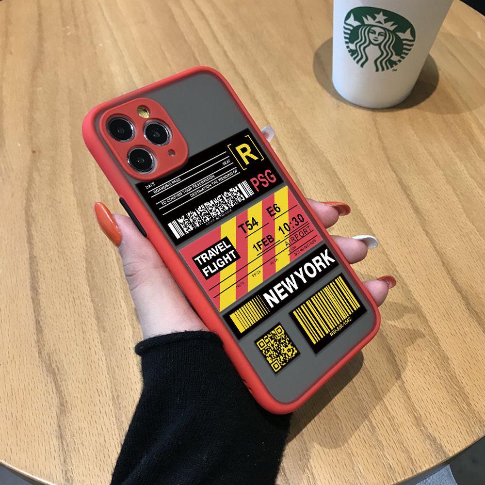 Jizetin for iPhone 11 Pro Max Back Cover Stripe Air Ticket Mobile Phone Case Ultra Thin Full Lens Protection Phone Case for Boy