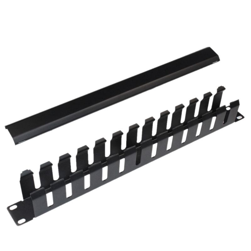 1U 12-Speed Server Cable Management Rack, 19 inch Network Rack Trunking Duct Panel, Metal Network Cable Organizer