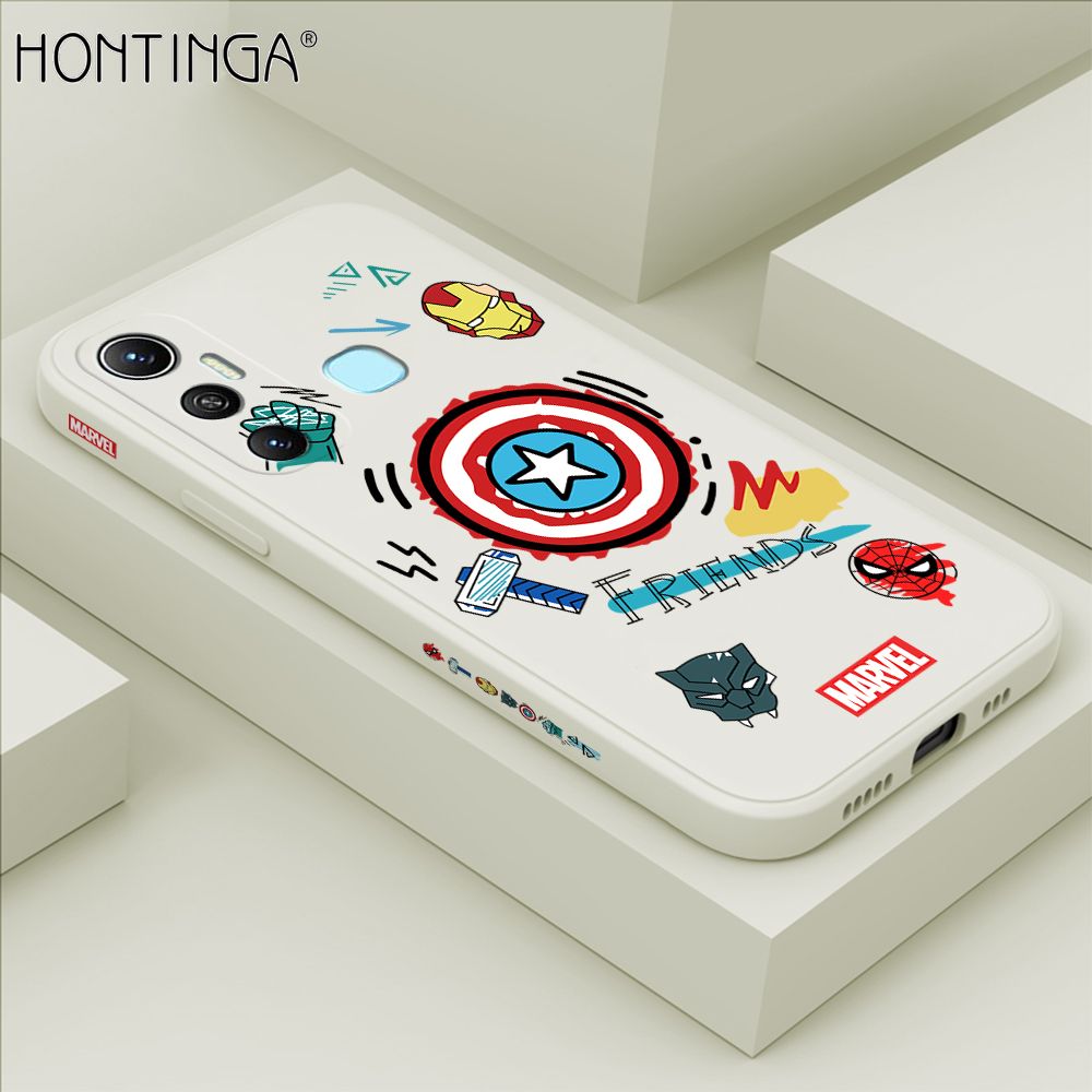 Hontinga for Infinix Hot 11 Case Side Design Trendy Cartoon Sign Back Cover Soft Square Edge Pattern Liquid Silicone Phone Cases