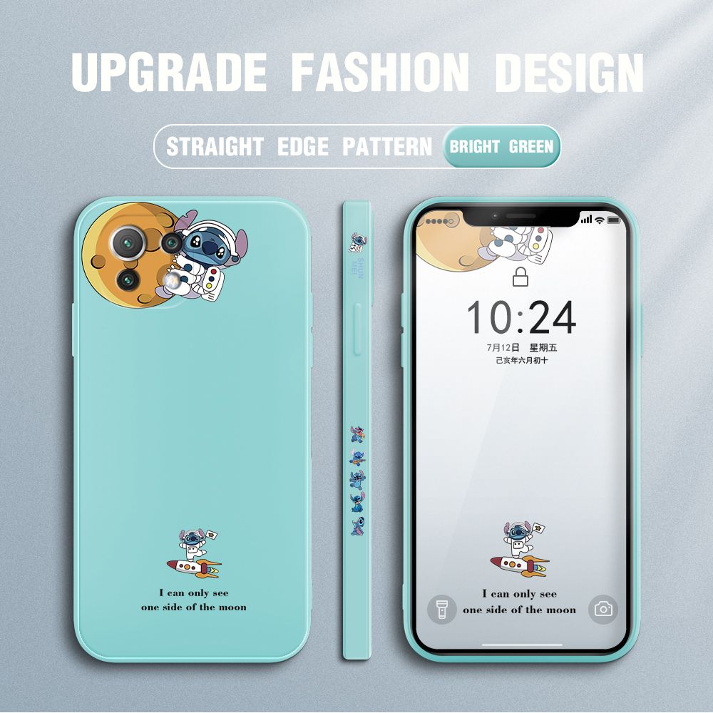 Jizetin for Xiaomi Mi 11 Lite 5G / 11 Lite 5G NE Case Side Design Phone Cover  Astronaut Stitch Cover Square Edge Pattern Liquid Silicone Trend Case