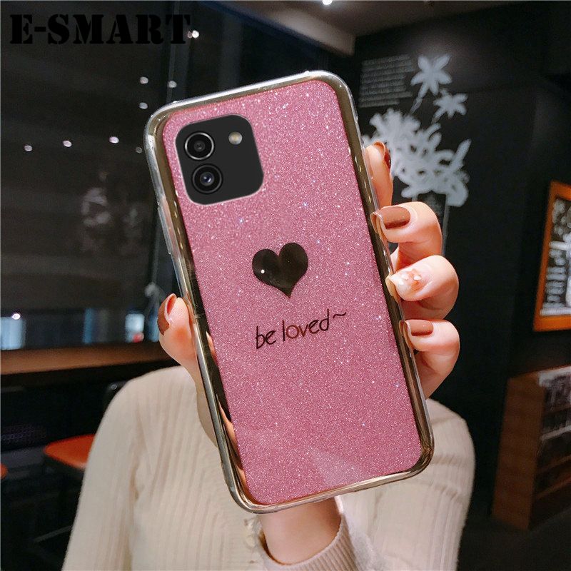 Phone Case Samsung Galaxy A03 Back Fashion Couple Cases Bling Gold Glitter Be Loved Soft Silicone Protector Cover Samsung A03 Case