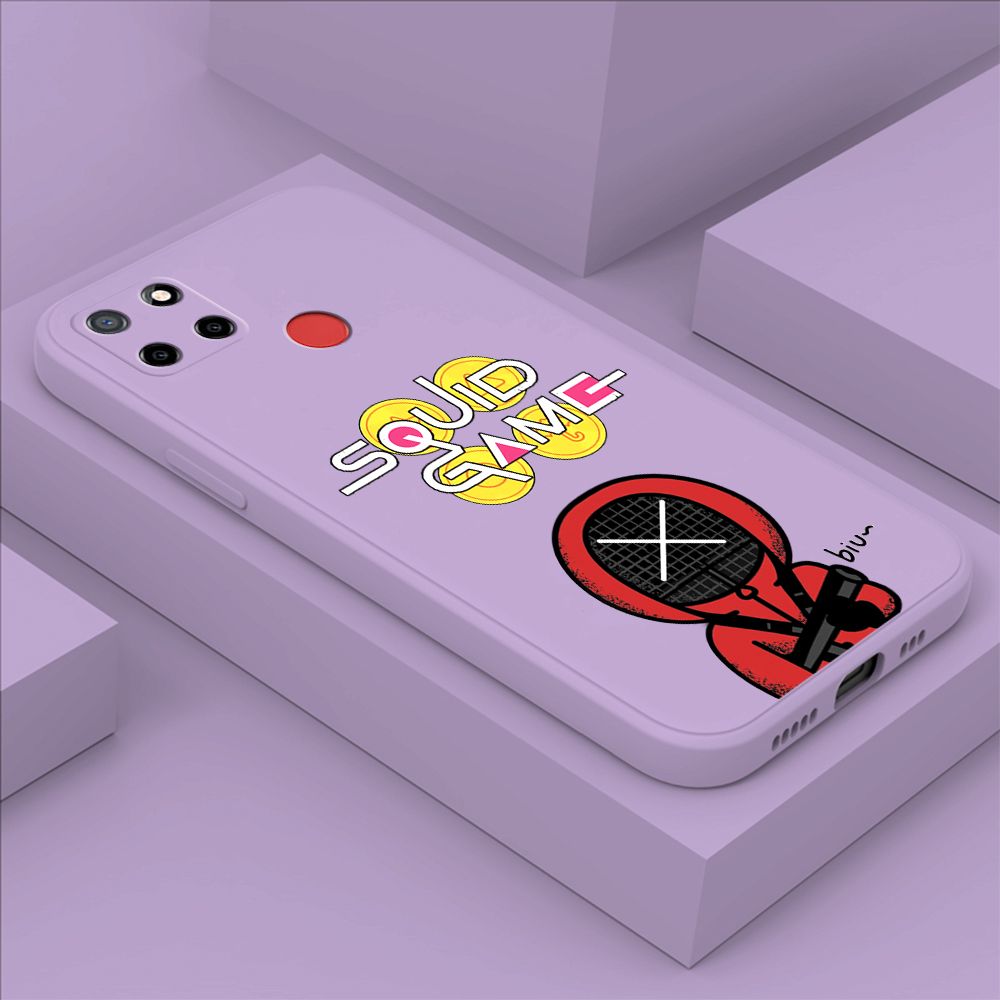 ZeroQiQi for Realme Narzo 30A Case Fashion Cartoon Electric Baton Judge Role Phone CoverSquare Liquid Silicone Trend Phone Case