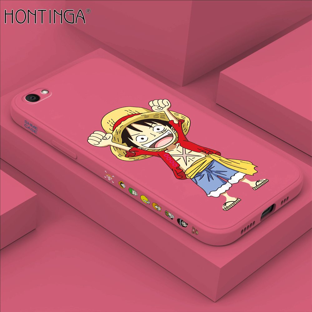 Hontinga for V5 / V5S / V5 Lite Case Side Design Anime Cartoon Luffy Back Cover Soft Square Edge Pattern Liquid Silicone Trend Phone Cases