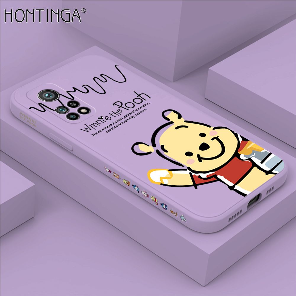 Hontinga for Xiaomi 10T / 10T Pro Case Side Design Hello Little Bear Back Cover Soft Square Edge Pattern Liquid Silicone Trend Phone Cases
