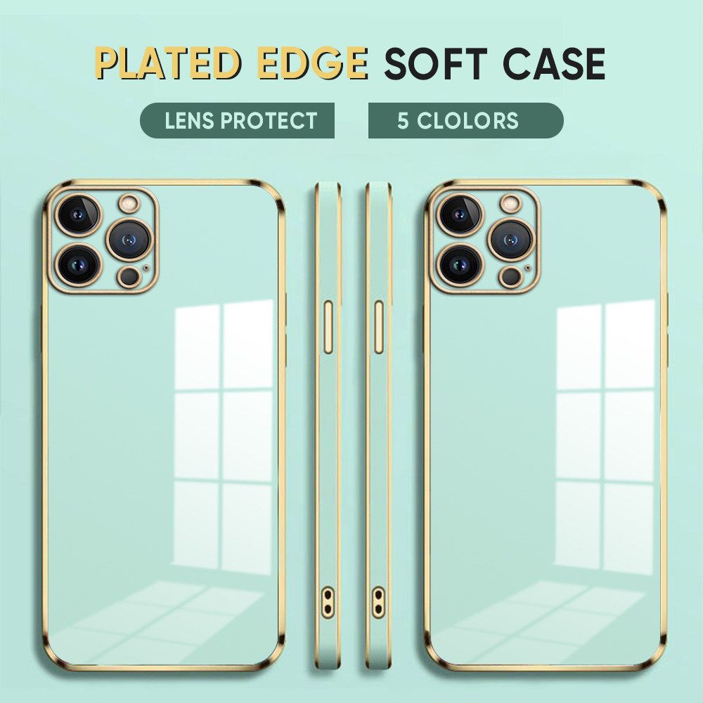 Luxury 6D Plating Case for iPhone 12 Pro Soft Silicone Square Frame Back Cover Shiny Bling Phone Cases