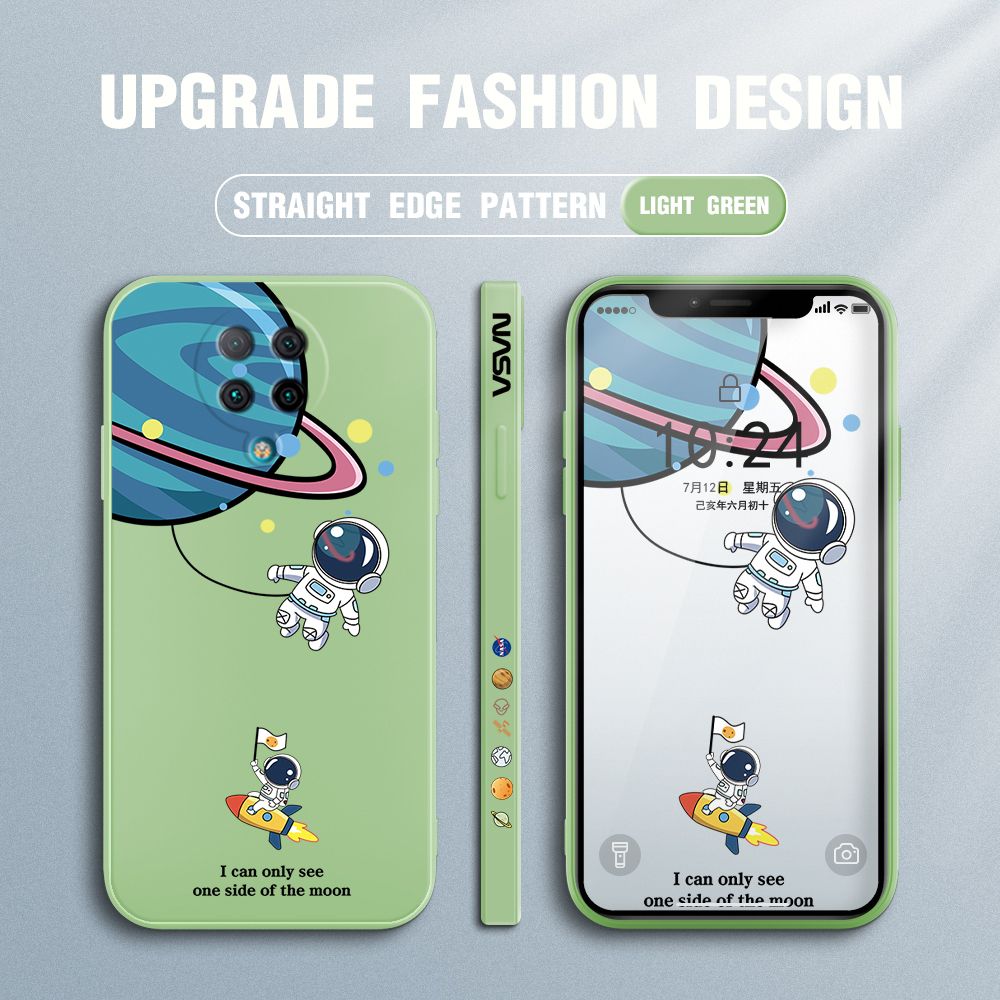 FHKL for Redmi K30 Pro / K30 Pro ZooM / Poco F2 Pro / Pocophone F2 Pro Back Cover Cartoon Astronaut Side design Soft Case Multicolor Liquid Silicone Phone Cases