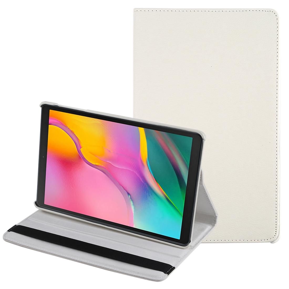 Litchi Texture Horizontal Flip 360 Degrees Rotation Leather Case for Galaxy Tab A 10.1 (2019) T510 / T515, with Holder (White)