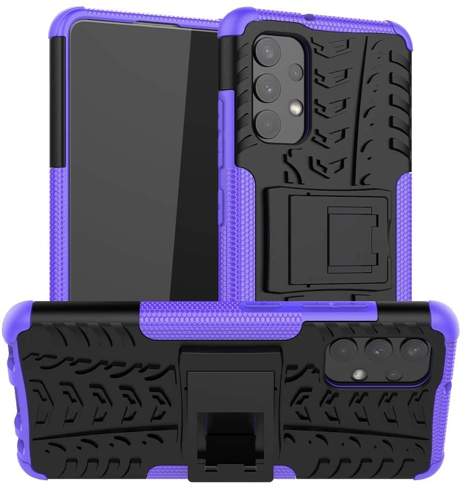 Galaxy A32 4G Case, Shockproof Hybrid Slim Dual Layer Rugged Rubber Hybrid Hard/Soft Impact Armor Defender Full Body Protective Case with Kickstand for Samsung Galaxy A32 4G 6.4#34;