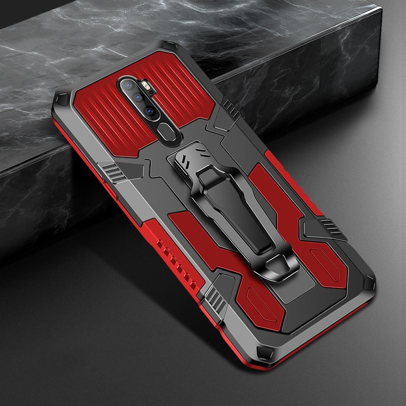 （Ready Stock)For OPPO A9 (2020) Machine Armor Warrior Shockproof PC + TPU Protective Case(Blue)