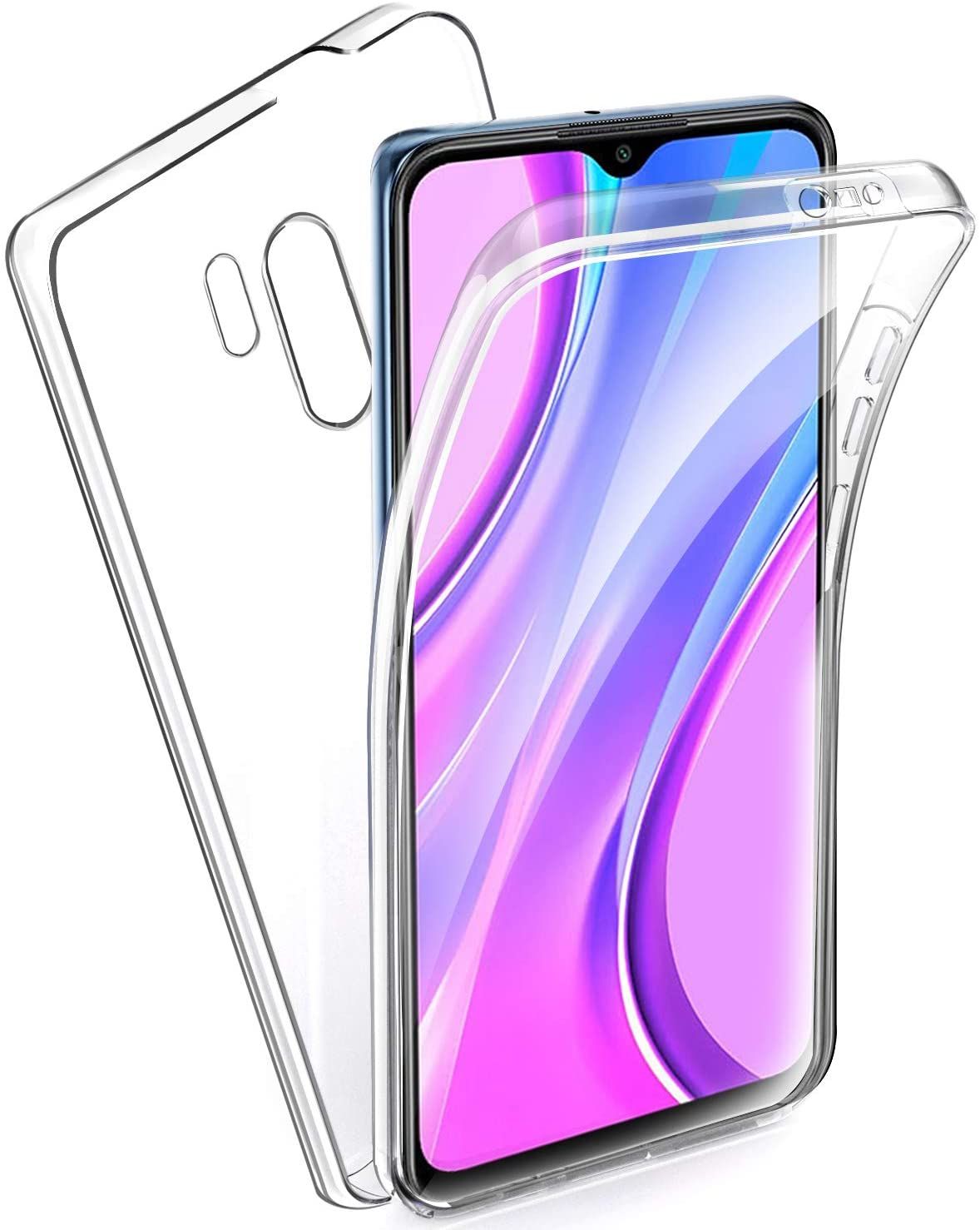 For Xiaomi POCO M2 Cover Shockproof 360 Degree Full Body Protection Phone Case Crystal Clear Hard PC Back Cover & Soft TPU Silicone Front Case
