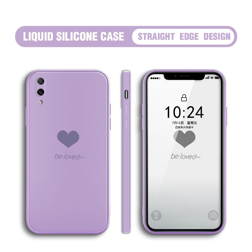 Jizetin for Huawei Y7 Pro 2019 Back Cover Little Love Multicolor Liquid Silicone Phone Case Soft Square Lens Protection Phone Cases
