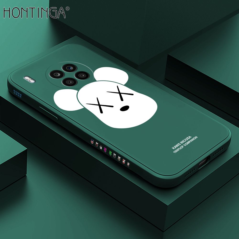 Hontinga for Honor 50 Lite Case Side Design Violent Bear Head Back Cover Soft Square Edge Pattern Liquid Silicone Trend Phone Cases