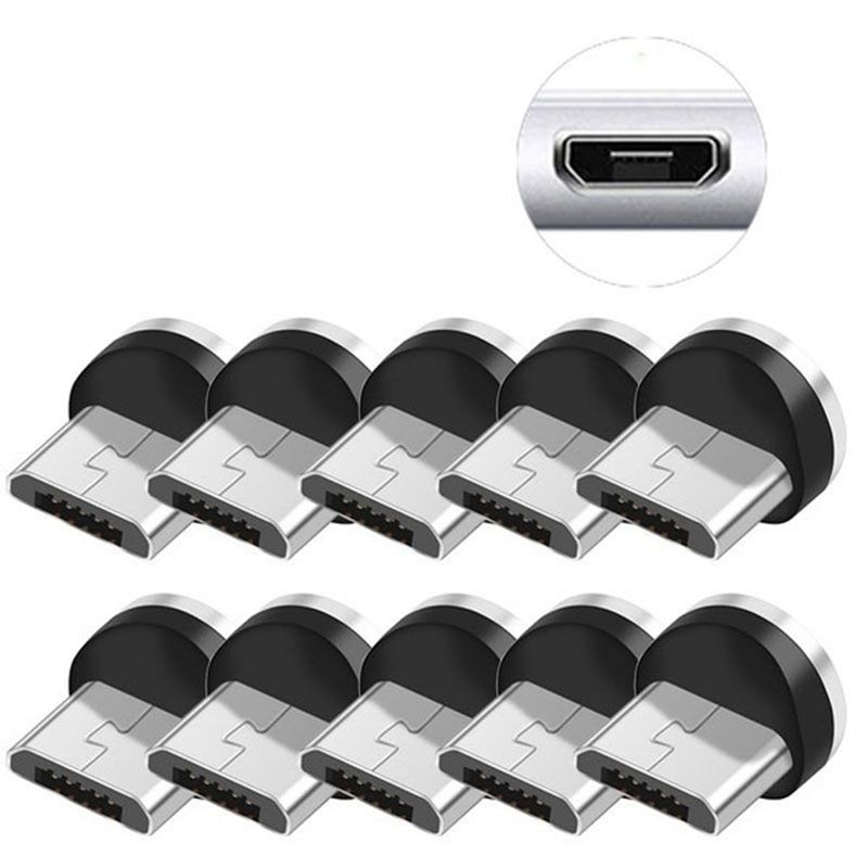 10PCS/SET Round Magnetic Cable Plug 8 Pin Micro-USB Plugs Fast Charging Phone Magnet Charger Plug , magnetic charging