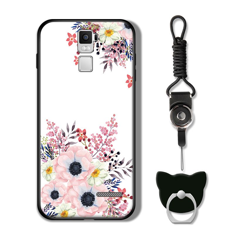 Cellphone Case For OPPO R7 Plus ( Finger Ring + Lanyard ) Shockproof HandPhone Case Rubber TPU Casing For Women Watercolor Flowers Pattern Softcase Soft Edge Silicone Cellphone Case For Girls Cover