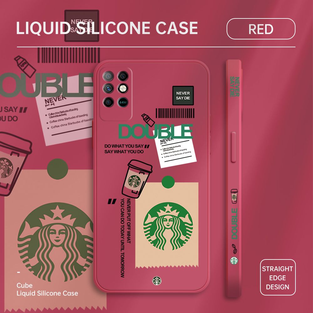 Jizetin for Infinix Note 8 Back Cover Creative Coffee Side Design Soft Square Liquid Phone Case Full Camera Shockproof Protection Silicone Phone Cases