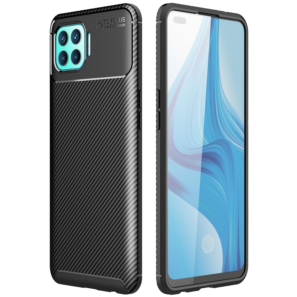 For OPPO F17 Pro Case Soft Back Cover Anti-knock TPU Bumper Carbon Fiber Phone Case