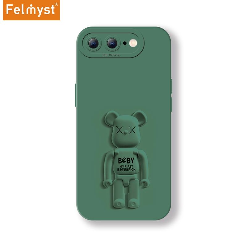 Bearbrick For iPhone 7 Plus Back Mobile Phone Holder Case XX Be@rbrick Simple Luxury Mens Girls Liquid Silicone Protect Lens Shockproof Full Soft Cover