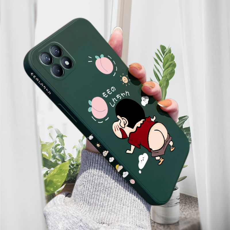 AMORVOR for OPPO Reno 4 SE 5G Back Cover Cute Cartoon Crayon Shin-Chan Side design Soft Case Liquid Silicone Phone Cases